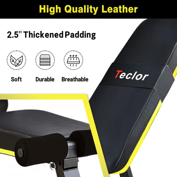 Adjustable Weight Bench, Foldable Workout Benches for Home Gym, 10 Backrest Position Exercise Bench for Strength Training, Upgraded Thickened Steel Support Max Capacity 700LBs - Image 2