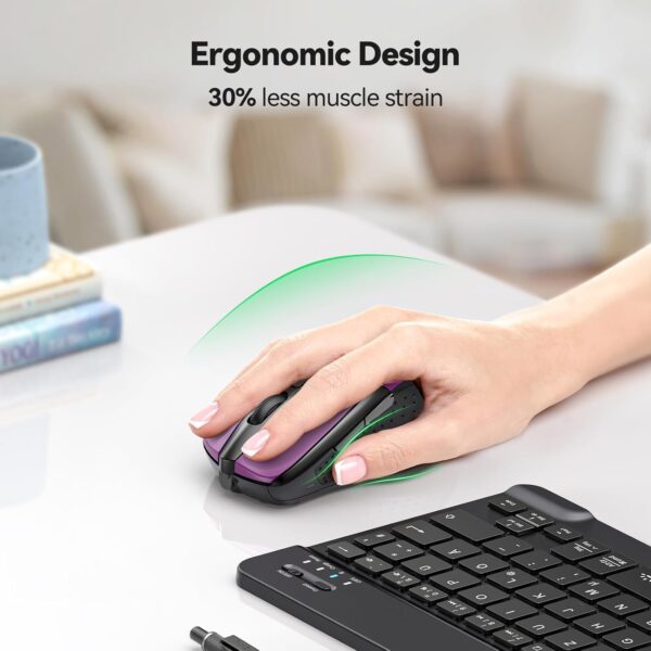 TECKNET Wireless Mouse, 2.4G Ergonomic Optical Mouse, Computer Mouse for Laptop, PC, Computer, Chromebook, Notebook, 6 Buttons, 24 Months Battery Life, 2600 DPI, 5 Adjustment Levels - Image 4