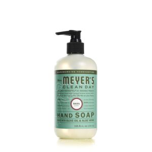 MRS. MEYER\'S CLEAN DAY Hand Soap, Made with Essential Oils, Biodegradable Formula, Basil, 12.5 fl. oz