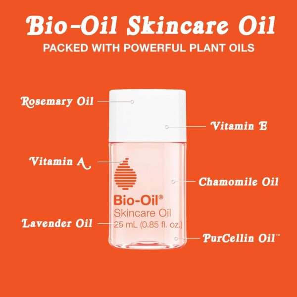 Bio-Oil Skincare Body Oil Serum for Scars and Stretch Marks, Face and Body Moisturizer with Vitamin E & A for Sensitive Dry Skin, Dermatologist Recommended, Travel Size, .85 oz, Pack of 3 - Image 6