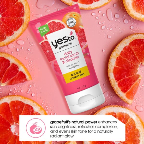 Yes To Grapefruit Daily Facial Scrub & Cleanser, Exfoliating & Restoring Cleanser That Enhances Skins Radiance, With Antioxidants, Lemon Balm Extract, & Vitamin C, Natural, Vegan & Cruelty Free, 4 Oz - Image 5