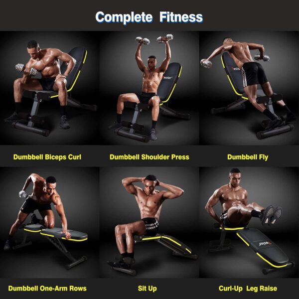 Adjustable Weight Bench, Foldable Workout Benches for Home Gym, 10 Backrest Position Exercise Bench for Strength Training, Upgraded Thickened Steel Support Max Capacity 700LBs - Image 6