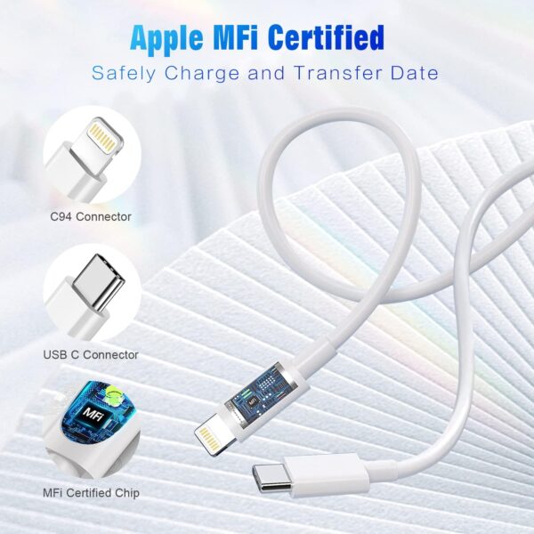 USB C to Lightning Cable 3FT 2Pack [Apple MFi Certified], Power Delivery iPhone Cables Type C iPhone Charger Cord Fast Charging Compatible iPhone 14 13 12 11 Pro Max X XS XR 8 7 6s Plus SE - Image 2