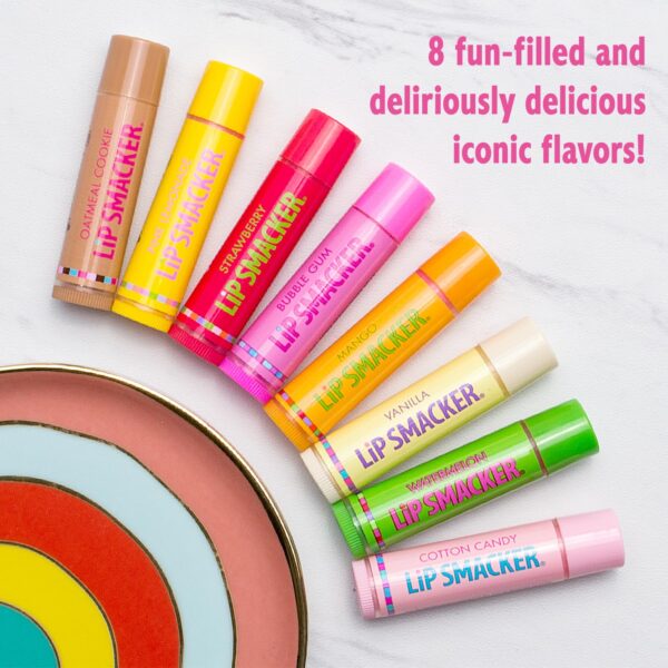 Lip Smacker Original & Best Holiday Flavored Lip Balm Party Pack, Oatmeal Cookie, Vanilla, Mango, Watermelon, Tropical Punch, Cotton Candy, Kiwi, Strawberry, Clear - Image 3