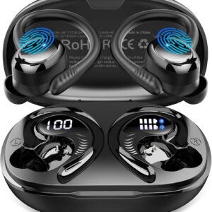 Wireless Earbuds Bluetooth 5.4 Headphones Sport, 2025 Bluetooth Earbuds with Earhooks, 50H Stereo Over Ear Buds, Earphone with 4 ENC Noise Canceling Mic, IP7 Waterproof Headset for Running/Gym/Workout