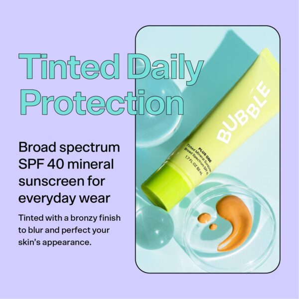 Bubble Skincare Daily Mineral Sunscreen Broad Spectrum SPF 40 - Tinted Sunscreen for Face with Zinc Oxide & Omega 3 Fatty Acids - Hydrating & Blurring Formula Suitable for All Skin Types (50ml) - Image 3