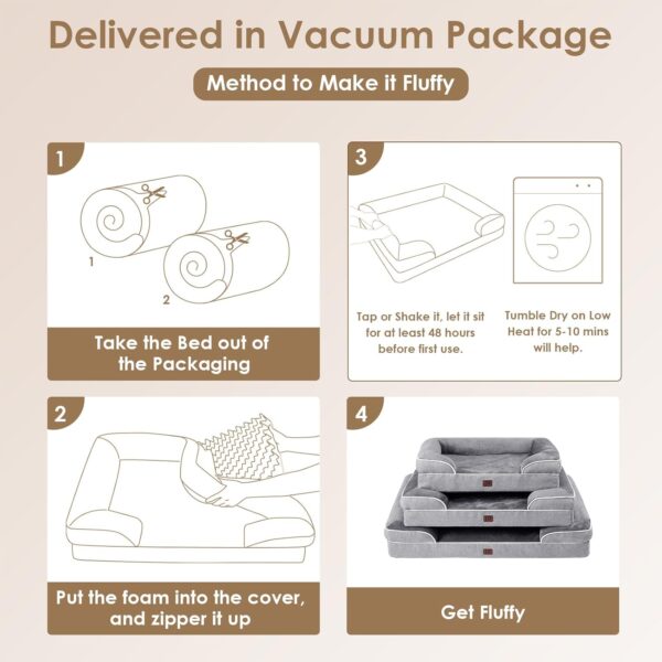 EHEYCIGA Orthopedic Dog Beds Large Sized Dog, Waterproof Memory Foam Pet Bed with Sides, Non-Slip Bottom Large Pet Bed with Washable Removable Cover, Grey - Image 6