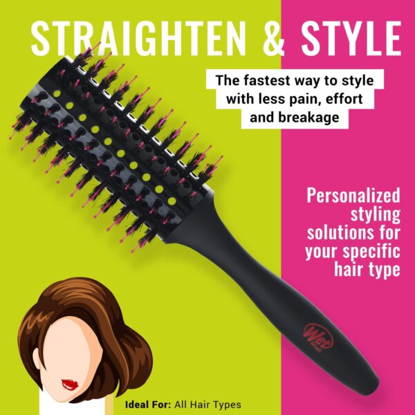 Wet Brush Straighten & Style Round Brush - for All Hair Types - A Perfect Blow Out with Less Pain, Effort and Breakage - Open Barrel Design For High Speed Drying In Less Time, Black - Image 4