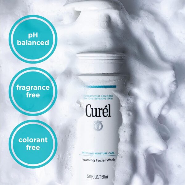 Curel Japanese Skin Care Foaming Daily Face Wash for Sensitive Skin, Hydrating Facial Cleanser for Dry Skin, pH-Balanced and Fragrance-Free, 5 Oz (Step 2 of 2-Step Skincare) - Image 3