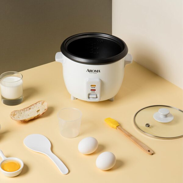 Aroma Housewares Aroma 6-cup (cooked) 1.5 Qt. One Touch Rice Cooker, White (ARC-363NG), 6 cup cooked/ 3 cup uncook/ 1.5 Qt. - Image 3