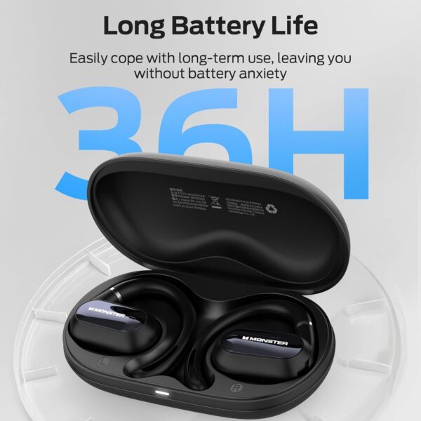 Monster Open Ear AC322, Bluetooth 5.4 Headset, 36H Battery Life, IPX5 Waterproof, Clear Communication, Ergonomic Design, Ear Angle Adjustable, Not Easy to Fall Off Wireless Bluetooth Headset. - Image 5