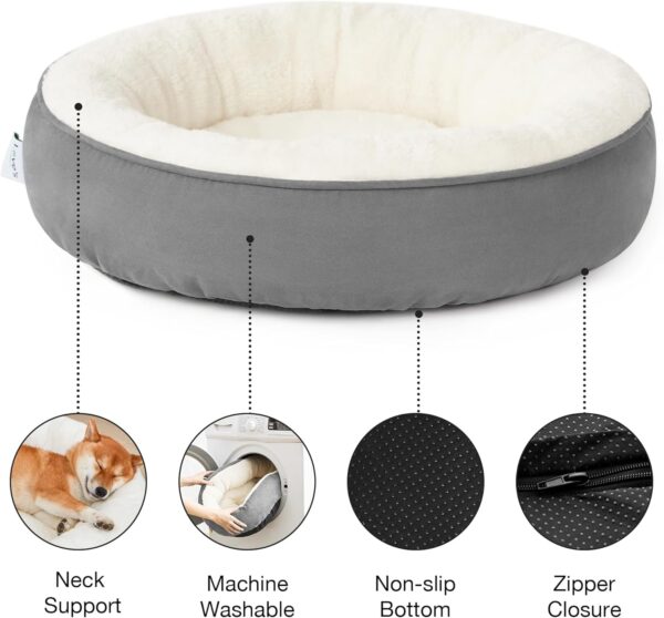Love\'s cabin Round Donut Cat and Dog Cushion Bed, 30in Pet Bed for Medium or Large Dogs, Anti-Slip & Water-Resistant Bottom, Soft Durable Fabric Pet beds, Washable Calming Cat & Dog Bed Grey - Image 2
