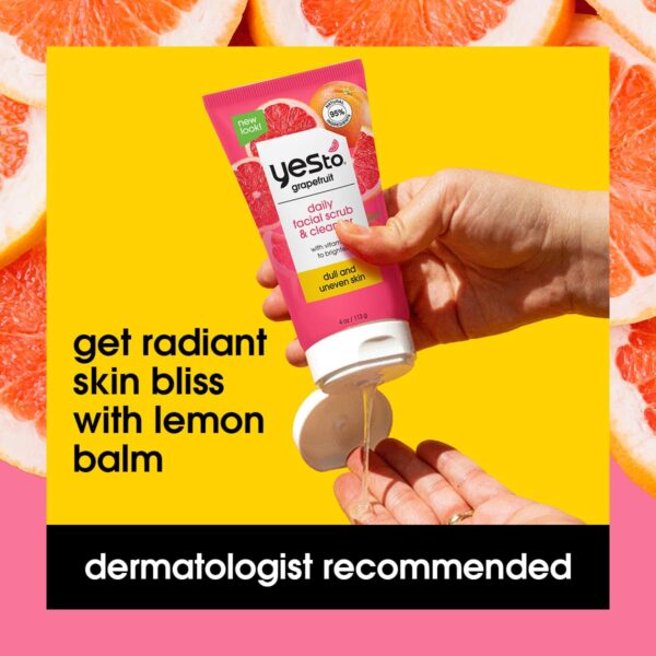 Yes To Grapefruit Daily Facial Scrub & Cleanser, Exfoliating & Restoring Cleanser That Enhances Skins Radiance, With Antioxidants, Lemon Balm Extract, & Vitamin C, Natural, Vegan & Cruelty Free, 4 Oz - Image 4