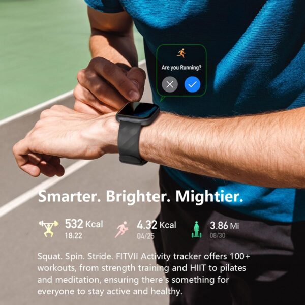 FITVII Health & Fitness Tracker (Answer/Make Calls), Smart Watch with 24/7 Heart Rate and Blood Pressure, Sleep Tracking, Blood Oxygen Monitor, 120+ Sport Mode Activity Tracker for Women Men - Image 5