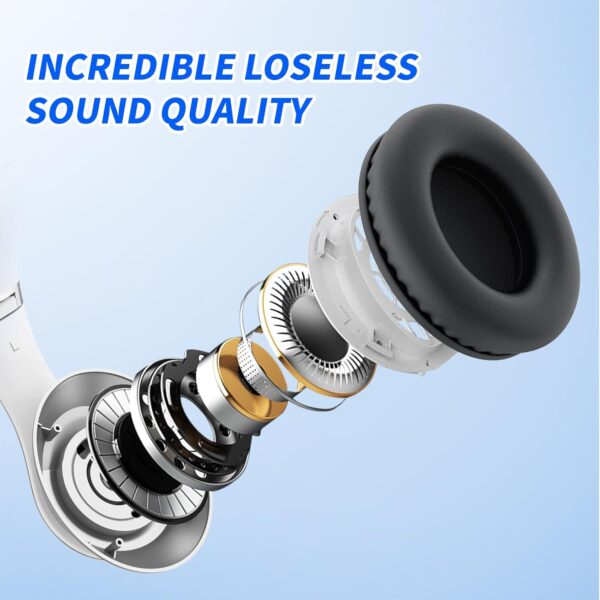 Uliptz Wireless Bluetooth Headphones, 65H Playtime, 6 EQ Sound Modes, HiFi Stereo Over Ear Headphones with Microphone, Foldable Lightweight Bluetooth 5.3 Headphones for Travel/Office/Cellphone/PC - Image 2