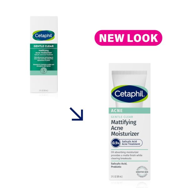 Cetaphil Face Moisturizer, Gentle Clear Mattifying Acne Moisturizer With 0.5% Salicylic Acid, Hydrates and Treats Sensitive Acne Prone Skin, Skin Care for Sensitive Skin, 3oz - Image 2