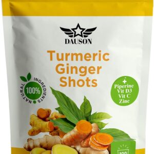 Turmeric Ginger Shots with Piperine, Vitamins, Zinc & Orange | High Bioavailability Supplement for Joint, Heart, Brain, Gut & Skin Health | Curcumin Immune Support | 100 Shots