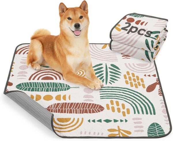LOOBANI Washable Pee Pads for Dogs: 2-Pack Super Absorbent Whelping Pads, 100% Waterproof and Non-Slip Dog Pee Pads Washable for Potty Training, Playpens, Crates, Floors, Beds, and Couches, 36x48 in