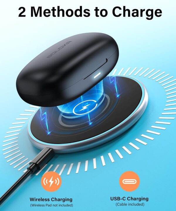 Wireless Earbuds Bluetooth Headphones Ear Buds 70H Playback Digital Display Wireless Charging Case Deep Bass Earphones Over Ear Sport Waterproof Bluetooth Headset for Workout Running Black - Image 5
