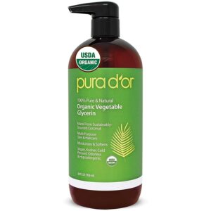 PURA D\'OR 100% Pure USDA Organic Vegetable Glycerin Premium Grade Derived from Coconut Oil 24 Fl oz