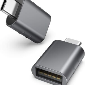 Syntech USB C to USB Adapter Pack of 2 USB C Male to USB 3.0 Female Adapter Compatible with MacBook Pro Air 2024, Microsoft Surface, iPad,Samsung Notebook, Dell XPS and More Type C Devices,Space Grey