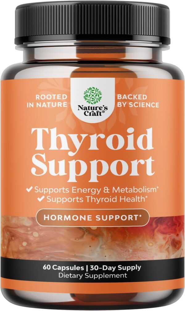 Herbal Thyroid Support Complex - Potent Kelp Iodine Supplement with L Tyrosine, Bladderwrack, Selenium & Pure Ashwagandha for Hormone Balance - Mood & Energy Dietary Pills - 60 Capsules