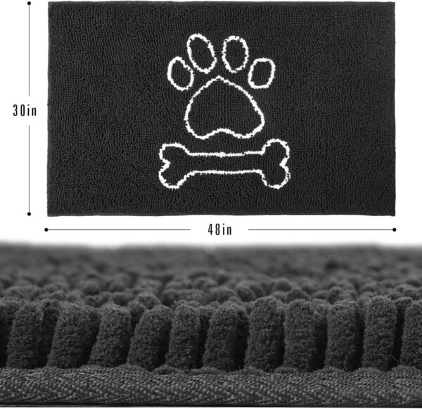 AROGAN Doormat Dog Chenille Doormats Indoor Entrance Black, Pet Indoor Door Mats Washable for Mud Entry Indoor Busy Area Dogs Muddy Pawprints 30x48 Inch - Image 3