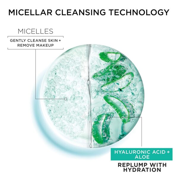 Garnier Micellar Water with Hyaluronic Acid, Facial Cleanser & Makeup Remover, Hydrating and Plumping, For All Skin Types, Vegan, Cruelty Free, 13.5 Fl Oz (400mL), 2 Count - Image 5
