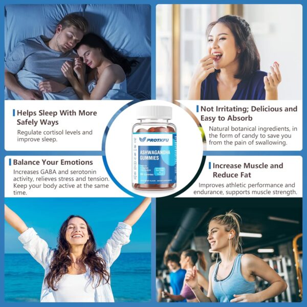 2 Pack Ashwagandha Gummies & Vitamin D3 Gummies Organic Aswangdha Supplement for Improve Sleep, Stress Relief & Mood Calm (Non-GMO, Gluten-Free & Sugar Free) - Image 3