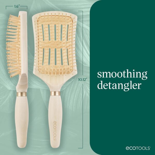 EcoTools Smoothing Detangler Hairbrush, Brush For Wet Or Dry Hair, Pain-Free Detangling, Style & Smooth Hair, Heat Resistant Brush, Renewable Bamboo & Flexible Bristles, Vegan & Cruelty-Free, 1 Count - Image 4