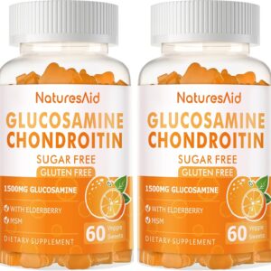 Glucosamine Chondroitin Gummies with MSM & Elderberry Extra Strength - Joint Support, Antioxidant Immune Support Supplement for Adults, Men & Women.(2 Pack)