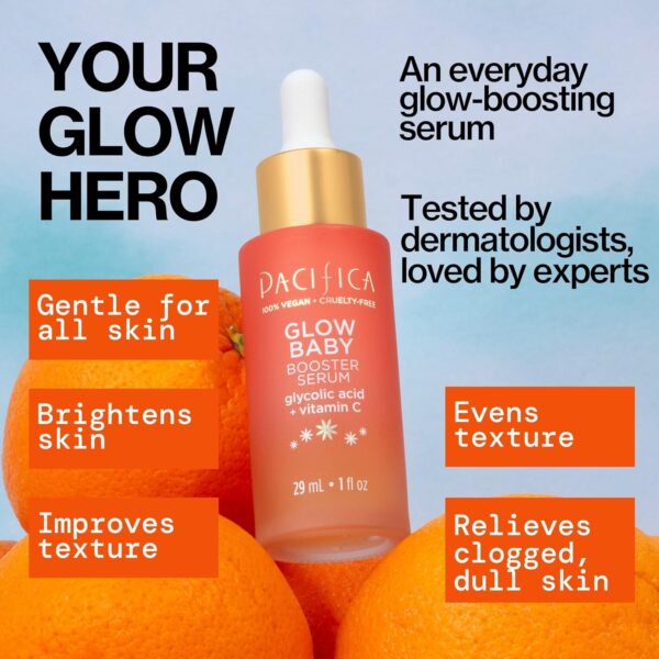 Pacifica Vitamin C Face Serum - Glow Baby Booster Facial Serum - Glycolic Acid Serum For Face - Dark Spot Corrector Anti Aging Brightening - Dermatologist Tested, Fragrance Free, Clean Skin Care Vegan - Image 2