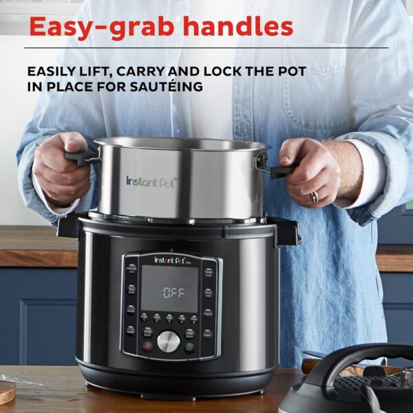 Instant Pot Pro (8 QT) 10-in-1 Pressure Cooker, Slow Cooker, Rice/Grain Cooker, Steamer, Sauté, Sous Vide, Yogurt Maker, Sterilizer, and Warmer, Includes App With Over 800 Recipes, Black - Image 5
