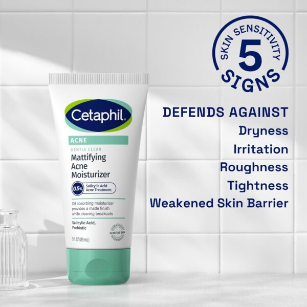 Cetaphil Face Moisturizer, Gentle Clear Mattifying Acne Moisturizer With 0.5% Salicylic Acid, Hydrates and Treats Sensitive Acne Prone Skin, Skin Care for Sensitive Skin, 3oz - Image 3