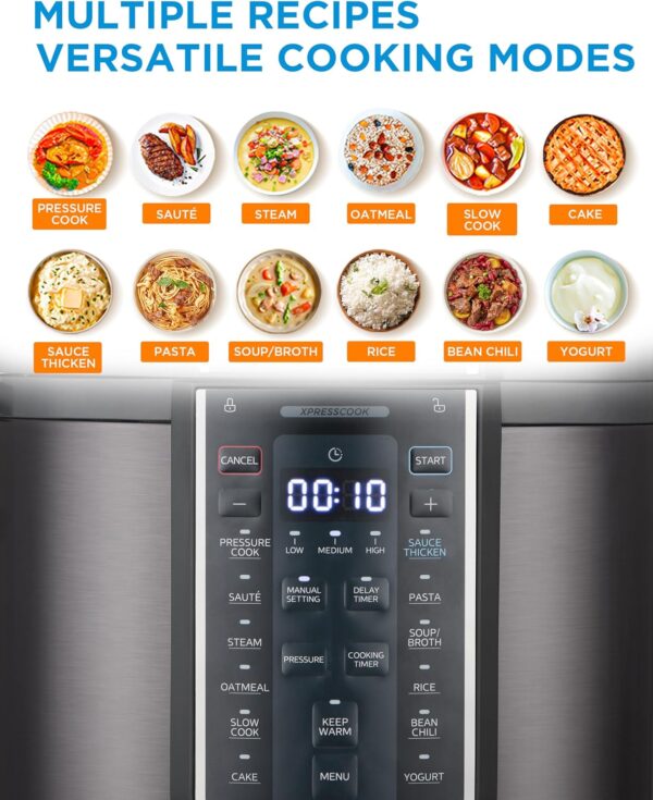 Midea 12-in-1 Electric Pressure Cooker, 8 Quarts, 12 Presets, Multi-Functional Programmable Slow Cooker, Rice Cooker, Steamer, Sauté Pan, Yogurt Maker, and More, Stainless Steel - Image 3