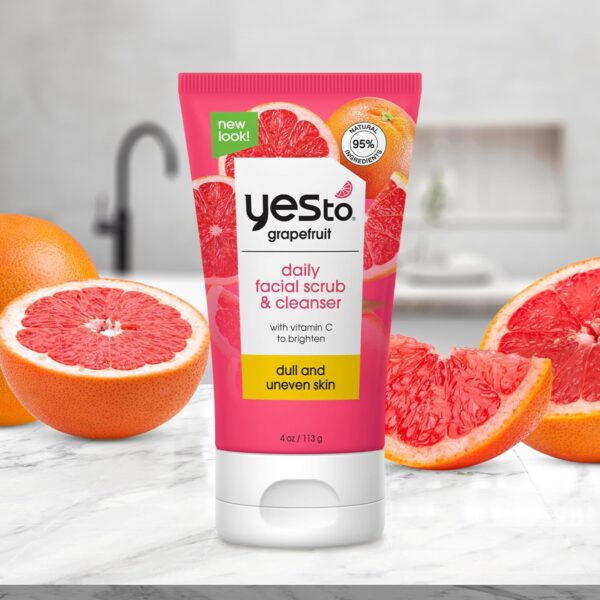 Yes To Grapefruit Daily Facial Scrub & Cleanser, Exfoliating & Restoring Cleanser That Enhances Skins Radiance, With Antioxidants, Lemon Balm Extract, & Vitamin C, Natural, Vegan & Cruelty Free, 4 Oz - Image 6
