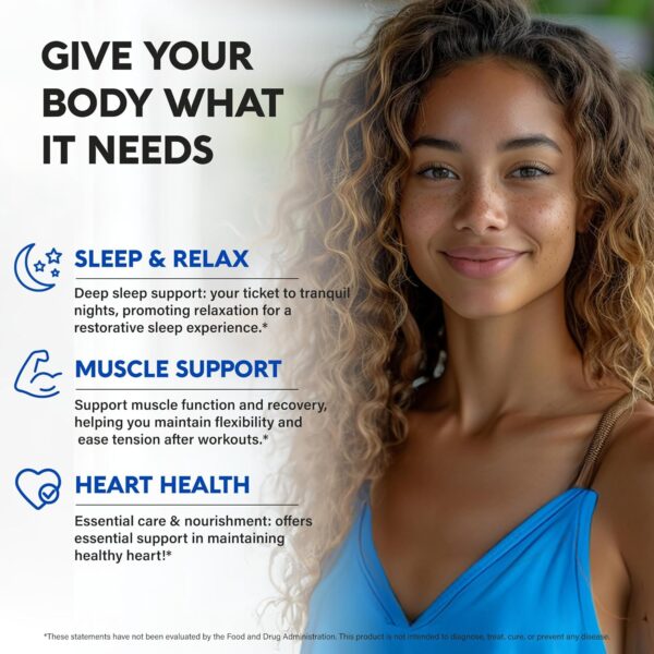 Magnesium Supplement - 5 in 1 Complex | Glycinate | Citrate | Malate | Taurate | Oxide - Made in USA - Stress, Muscle & Heart Support - Vegan, Natural, Non-GMO - 180 Capsules, 2 Month Supply - Image 3