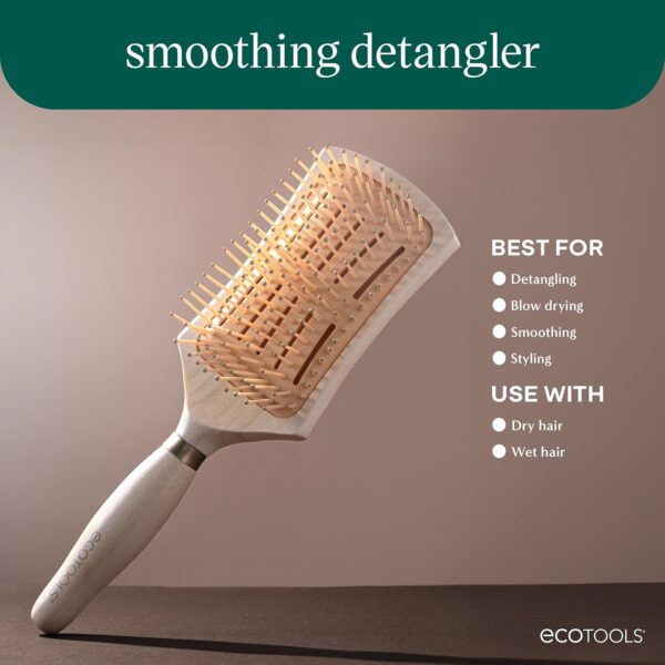EcoTools Smoothing Detangler Hairbrush, Brush For Wet Or Dry Hair, Pain-Free Detangling, Style & Smooth Hair, Heat Resistant Brush, Renewable Bamboo & Flexible Bristles, Vegan & Cruelty-Free, 1 Count - Image 3