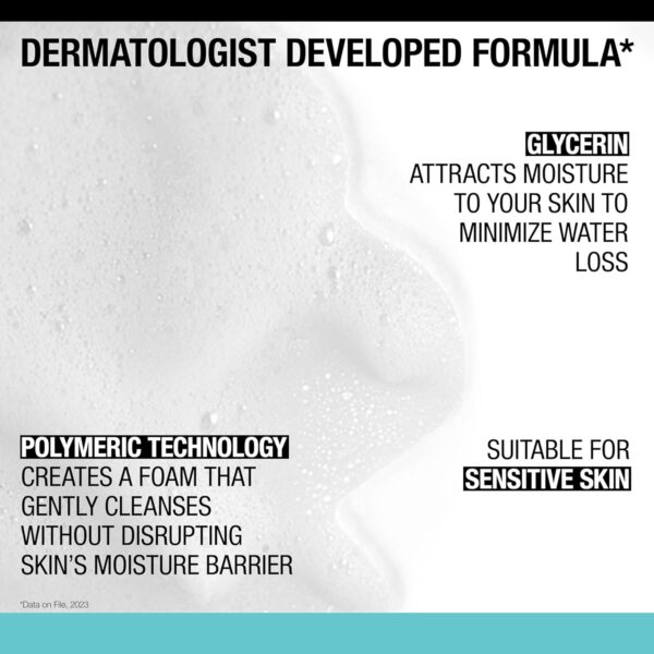Neutrogena Fragrance Free Ultra Gentle Foaming Daily Cleanser, Hydrating Face Wash for Sensitive Skin, Removes Makeup & Gently Cleanses Without Over Drying, Hypoallergenic, 16 fl. oz - Image 5