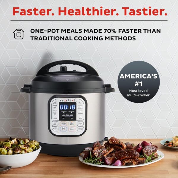 Instant Pot Duo 7-in-1 Electric Pressure Cooker, Slow Cooker, Rice Cooker, Steamer, Sauté, Yogurt Maker, Warmer & Sterilizer, Includes App With Over 800 Recipes, Stainless Steel, 8 Quart - Image 2