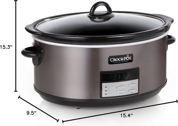Crock-Pot Large 8-Quart Programmable Slow Cooker with Auto Warm Setting, Black Stainless Steel (Pack of 1) - Image 2