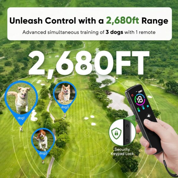 Dog Shock Collar with 10 Levels Beep, 2680FT 4 Modes Electric Dog Training Collar with Remote, Waterproof E Collar Dog Shocker for Large Medium Dogs (8-120Lbs) Black - Image 3