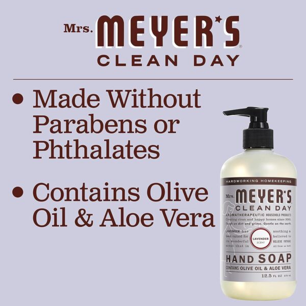 MRS. MEYER\'S CLEAN DAY Liquid Hand Soap Refill, Cruelty Free and Biodegradable Formula, Lavender Scent, 33 Fl Oz (Pack of 1) - Image 6