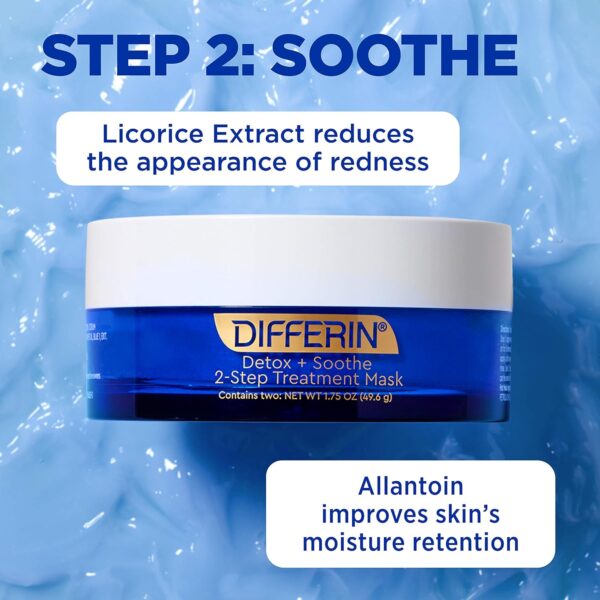 Differin Clay Face Mask, Detox and Soothe 2 Step Treatment Clay Mask by the makers of Differin Gel, Gentle Skin Care for Acne Prone Sensitive Skin, 1.75 oz - Image 5