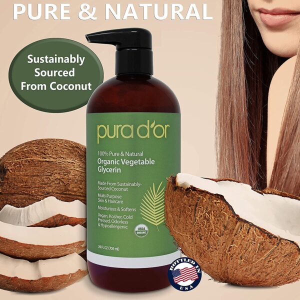 PURA D\'OR 100% Pure USDA Organic Vegetable Glycerin Premium Grade Derived from Coconut Oil 24 Fl oz - Image 5