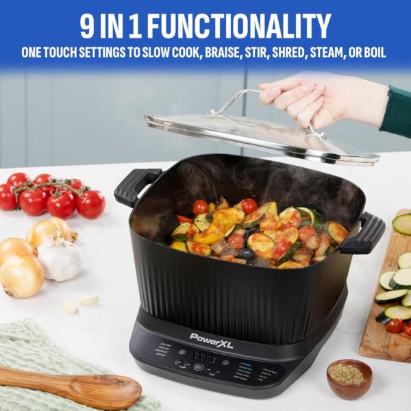 STIRMAX PLUS 7.5 Quart Digital Multi-Cooker with Automatic Paddle to Stir and Shred, 9 in 1 programmable presets to Sauté, Sear, and Brown Food Before Simmering – Accessories & Cookbook Included - Image 5