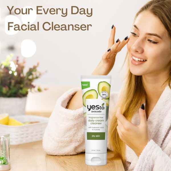 Yes To Avocado Fragrance Free Daily Cream Cleanser, Hydrating Face Wash That Removes Makeup & Impurities Leaving Skin Moisturized With Hyaluronic Acid & Glycerin, Natural Vegan & Cruelty Free, 4 Fl Oz - Image 5