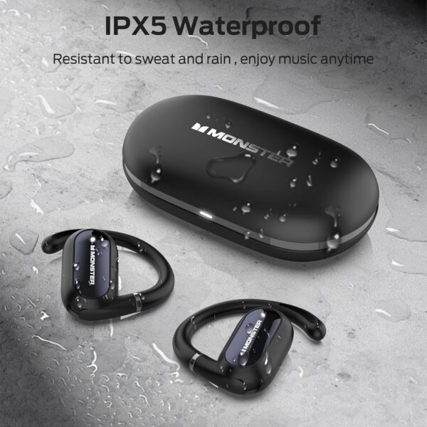 Monster Open Ear AC322, Bluetooth 5.4 Headset, 36H Battery Life, IPX5 Waterproof, Clear Communication, Ergonomic Design, Ear Angle Adjustable, Not Easy to Fall Off Wireless Bluetooth Headset. - Image 4
