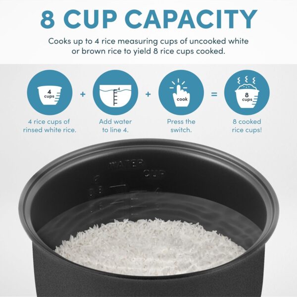 AROMA Digital Rice Cooker, 4-Cup (Uncooked) / 8-Cup (Cooked), Steamer, Grain Cooker, Multicooker, 2 Qt, Stainless Steel Exterior, ARC-914SBD - Image 6