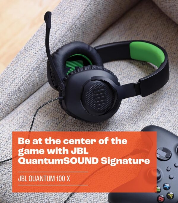 JBL Quantum 100X - Wired Over-Ear Gaming Headset with a Detachable mic, QuantumSOUND Signature, Memory Foam Comfort, Compatible with Windows Sonic Surround Sound (Black) - Image 2